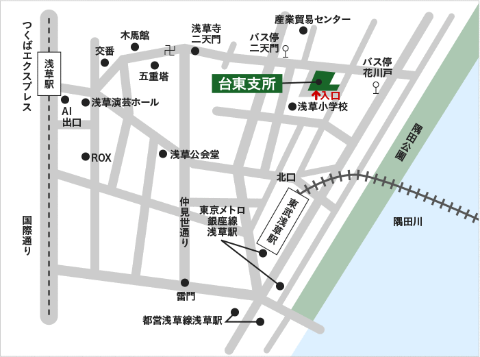 浅草駅からの案内図の画像